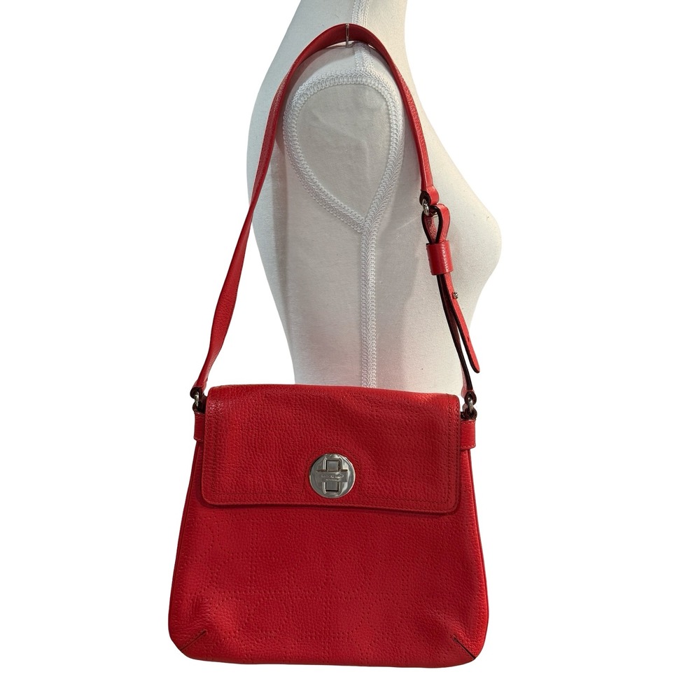 Kate Spade Double Vanessa Red Pebbled Leather Perforated Purse Shoulder Bag